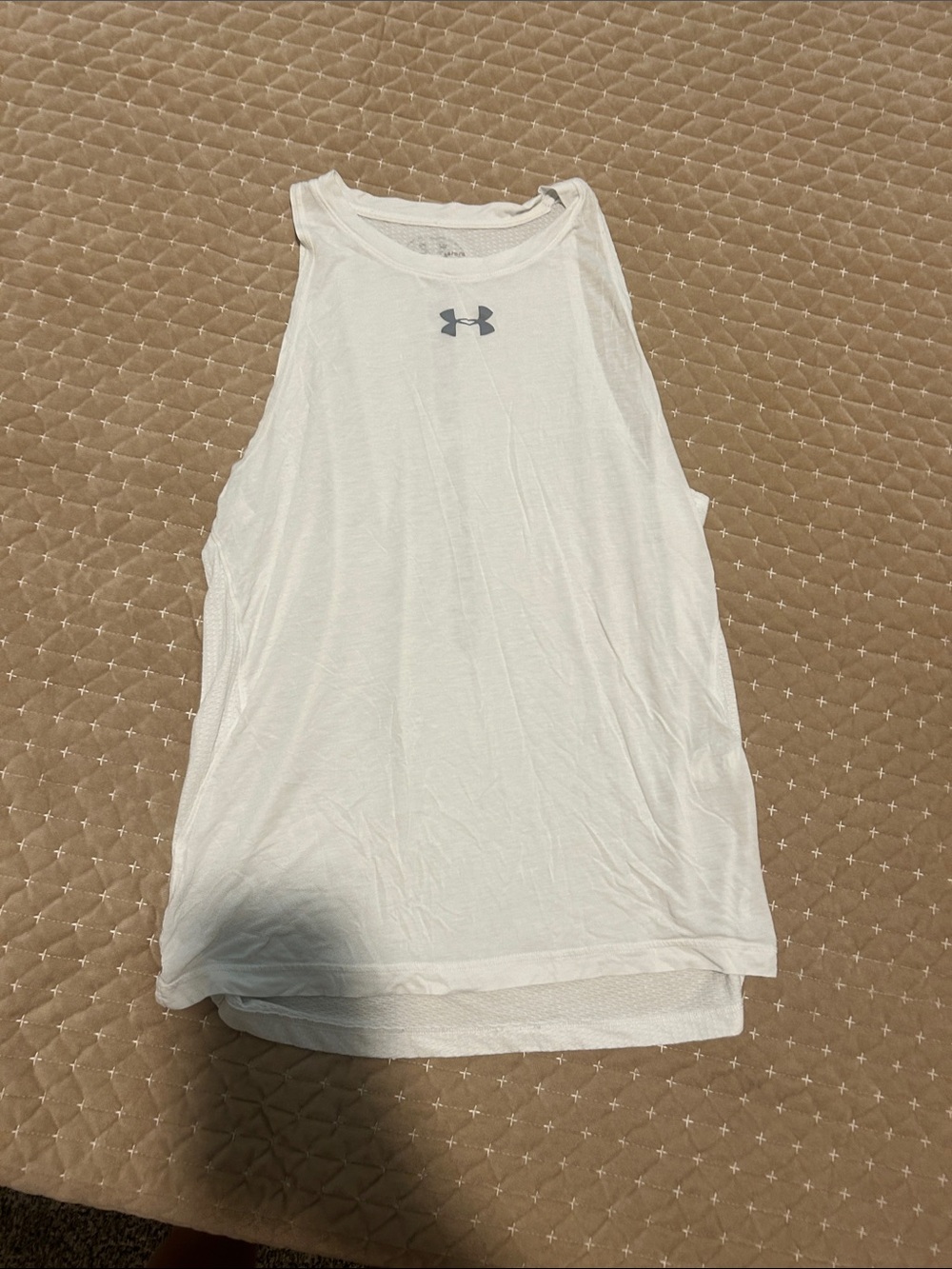 Under Armour White Performance Muscle Tank with Gray Logo